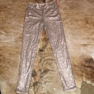 Gold sequined lined leggings size Medium